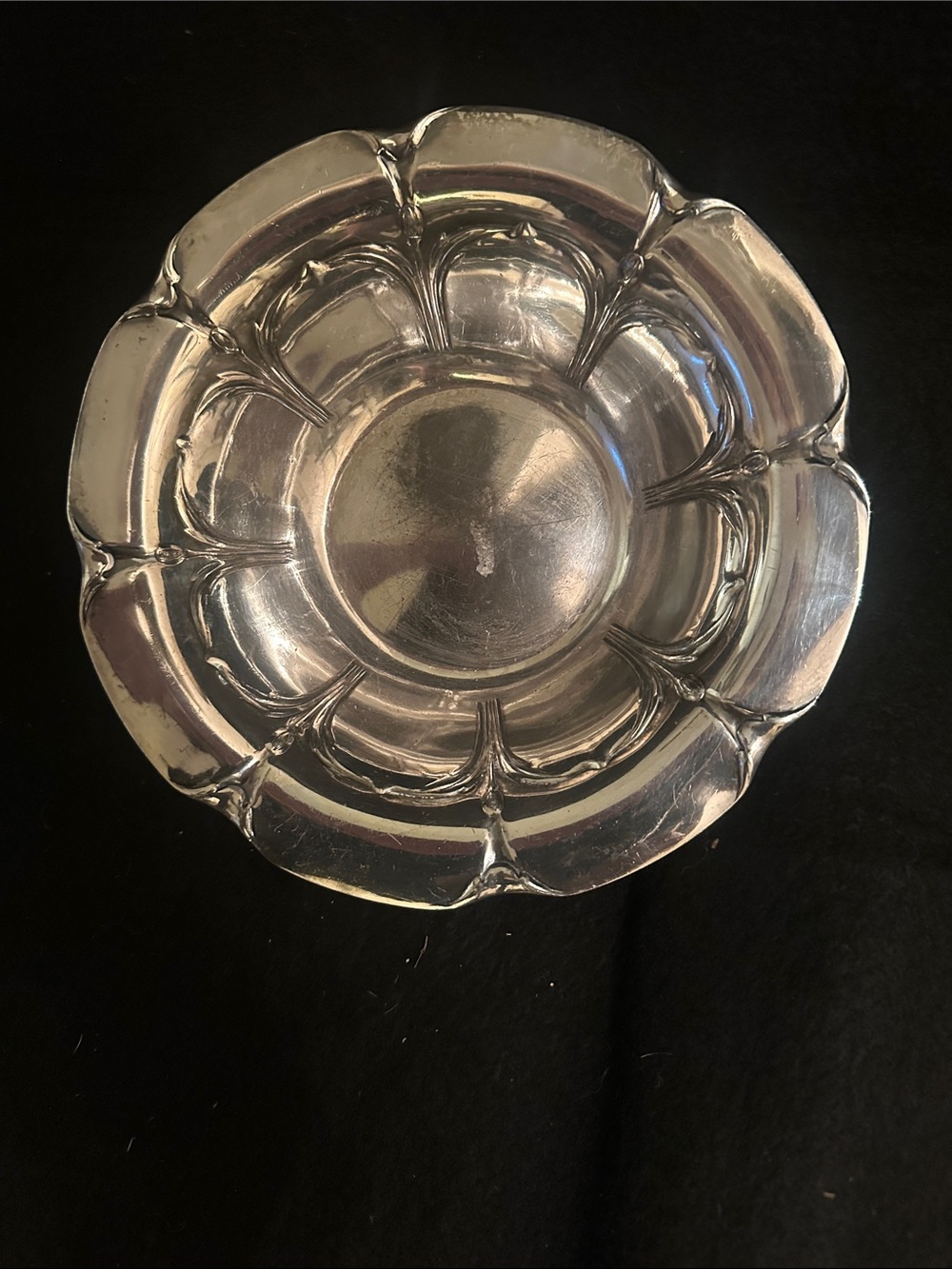 Silver Decorative  Bowl - Elegant Floral Design